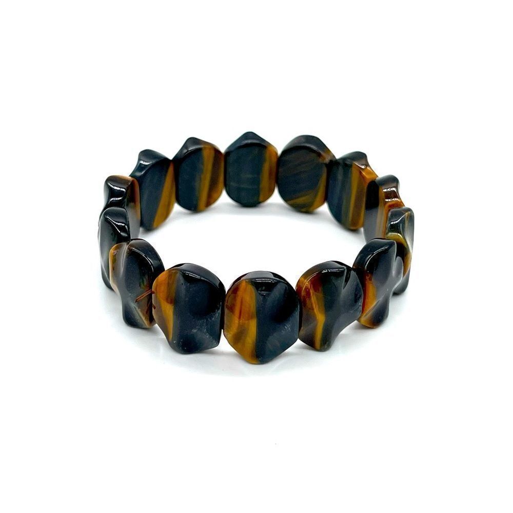 Tiger Eye 8mm Oval Bead Gemstone Elastic Bracelet